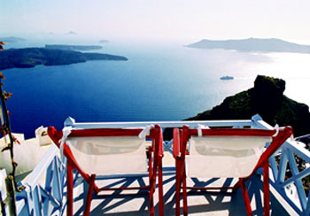 Oniro Suites in Imerovigli, Santorini. View from the veranda